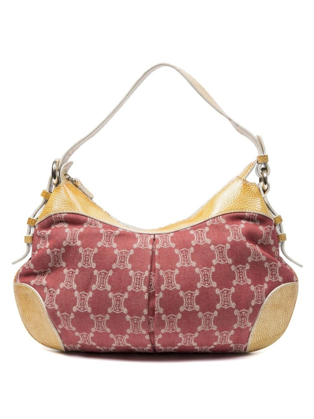 Celine Jacquard Hobo Red Yellow Macadam Denim Canvas